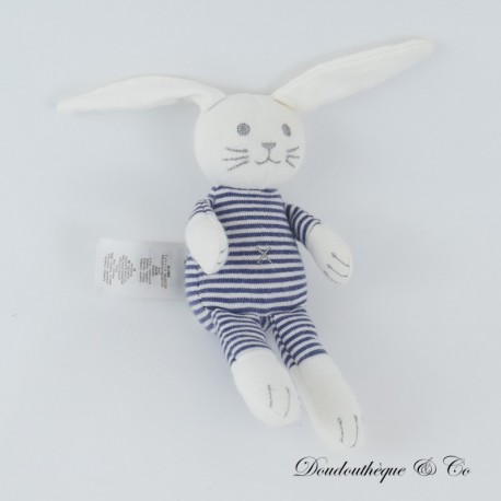 Kaninchen Kuscheltier PETIT BATEAU Les Rayés Rassel Streifen blau weiß Sitzposition 10 cm Kaninchen Kuscheltier PETIT BATEAU Les Rayés Rassel Streifen blau weiß Sitzposition 10 cm