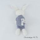 Kaninchen Kuscheltier PETIT BATEAU Les Rayés Rassel Streifen blau weiß Sitzposition 10 cm
