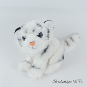 Tiger Plüschtier CREATIONS DANI sitzend weiß und schwarz große blaue Augen 15 cm