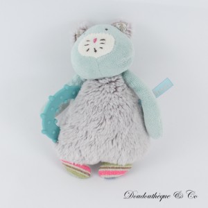 Katzenkuscheltier MOULIN ROTY Les Pachats lila Glocke Beißringe Link Schnullerclip 15 cm