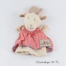 Marionette Kuscheltier Biquette MOULIN ROTY La Grande Famille Ziege rosa Kleid 25 cm