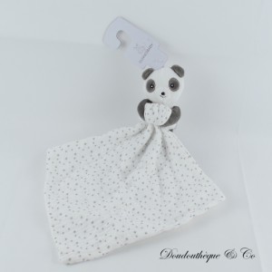 Doudou mouchoir panda DUNNESBABY Lange noir et blanc 39 cm