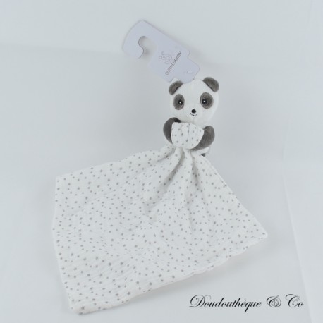 Doudou mouchoir panda DUNNESBABY Lange noir et blanc 39 cm Doudou mouchoir panda DUNNESBABY Lange noir et blanc 39 cm