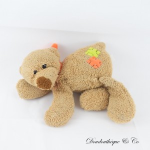 Geflickter brauner und orangefarbener NO MARK Bär Plüsch Liegend 36 cm