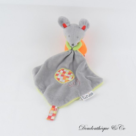 TINEO Maus Einstecktuch Bettdecke Grau Spiral Schnuller Clip 30 cm TINEO Maus Einstecktuch Bettdecke Grau Spiral Schnuller Clip 30 cm