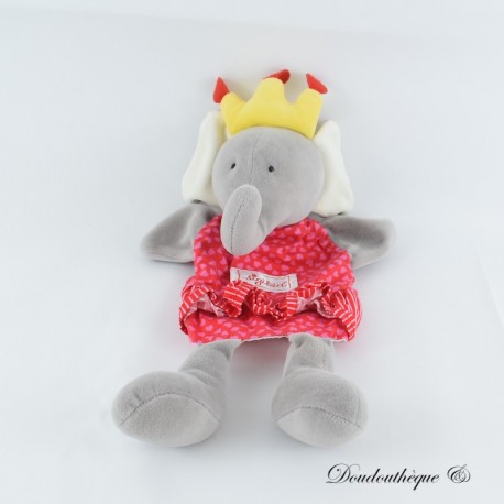 SIGIKID Elefant Puppendecke Grau und Rot Gelb Krone Rosa Herzen 35 cm SIGIKID Elefant Puppendecke Grau und Rot Gelb Krone Rosa Herzen 35 cm