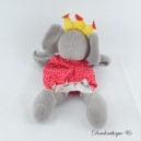 SIGIKID Elefant Puppendecke Grau und Rot Gelb Krone Rosa Herzen 35 cm