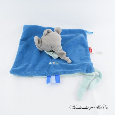 Flache Elefantendecke FUNNY ZOO blaue Glocke Schal und Dreiecke 25 cm Flache Elefantendecke FUNNY ZOO blaue Glocke Schal und Dreiecke 25 cm