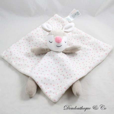 Doe Flat Blanket OBAIBI rehbraun grau weiß rosa Sternmuster 34 cm Doe Flat Blanket OBAIBI rehbraun grau weiß rosa Sternmuster 34 cm