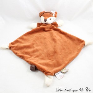 Indischer Fuchs flaches Kuscheltier LES CHATOUNETS braune Feder Schnullerclip 40 cm
