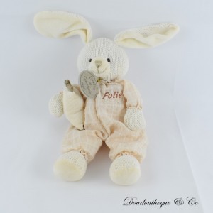 Gefülltes Kaninchen DOUDOU ET COMPAGNIE Folie d'ours Lapin Trikot Coussin Vichy-Karo 26 cm