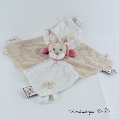 NOUKIE'S Oscarine and Léontine pink brown rabbit flat cuddly toy 26 cm