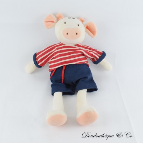 Kuh-Teddybär Plüsch blaue Shorts und rot-weißes T-Shirt 40 cm Kuh-Teddybär Plüsch blaue Shorts und rot-weißes T-Shirt 40 cm