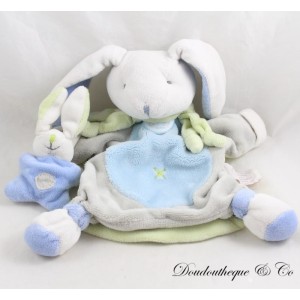 Kaninchenpuppe Kuscheltier DOUDOU ET COMPAGNIE grau blau