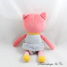 Ausgestopfter Fuchs OBAIBI rosa Katze grau Kleid Glocke Okaidi 27 cm