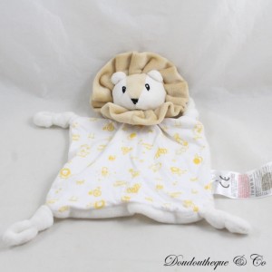 Flaches Löwen-Kuscheltier Z KIDILIZ Fantastik Zirkus weiß gelb 4 geknotete Ecken 30 cm