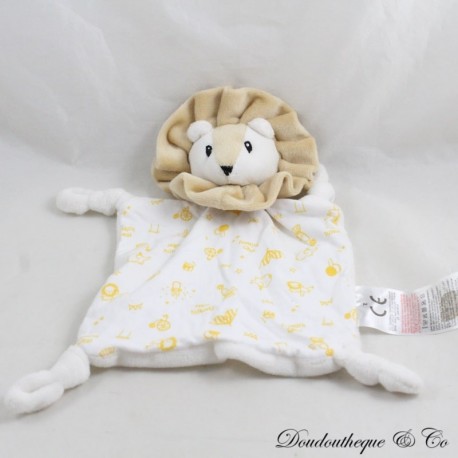 Flaches Löwen-Kuscheltier Z KIDILIZ Fantastik Zirkus weiß gelb 4 geknotete Ecken 30 cm Flaches Löwen-Kuscheltier Z KIDILIZ Fantastik Zirkus weiß gelb 4 geknotete Ecken 30 cm