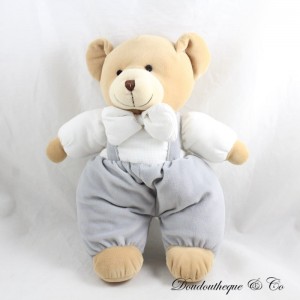 Stoffbär PRISCILLA LARSEN grau weiß Glockenfliege 32 cm