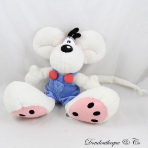 Maus Plüsch DIDDL Depesche blaue Latzhose rote Knöpfe 27 cm
