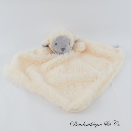 Schaf flaches Kuscheltier TEX BABY Glocke beige und graublau Bandanas 33 cm