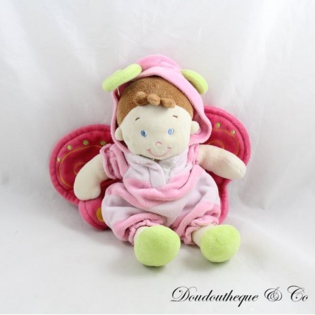 Ausgestopfte Elfenpuppe NICOTOY verkleidet als rosa Schmetterling Ausgestopfte Elfenpuppe NICOTOY verkleidet als rosa Schmetterling