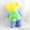 Vintage Stoffbär TOYS R US Blau Grün Gelb Schleife Toys'r'us 28 cm