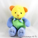 Vintage Stoffbär TOYS R US Blau Grün Gelb Schleife Toys'r'us 28 cm