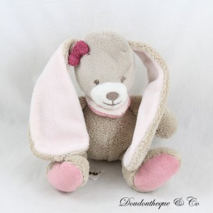 Mini Hase Kuscheltier, NATTOU, Nina, Jade und Lili, Braun Rosa, Glöckchen, 20 cm