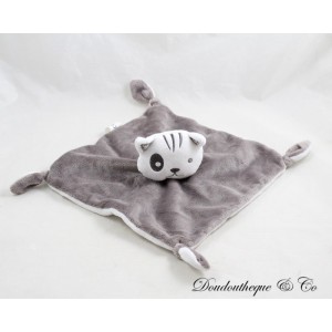 Flache Katze Kuscheltier SIMBA DICKIE grau weiß geknotete Ecken 22 cm