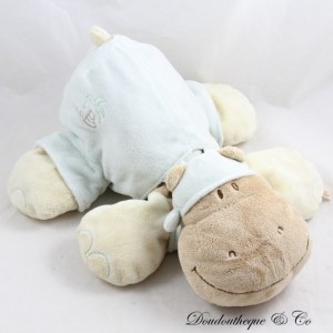 Peluche Hippolyte ippopotamo NOUKIE'S Les Douzous tuta blu palma 29 cm