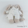 Kaninchen Einstecktuch Kuscheltier DOUDOU ET COMPAGNIE Céleste blanc étoile grise 24 cm