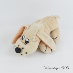 Plüschtier Hund TONKA beige Kunststoffaugen 1986 Vintage 17 cm