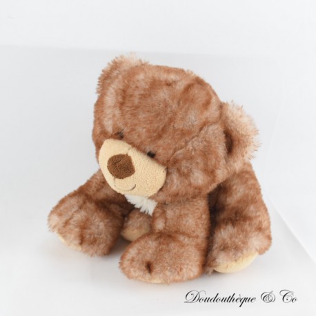 FAMOSA Braunbär Plüsch mit langen Haaren, Sitzposition 16 cm