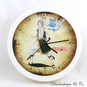 Fairy Tail Wanduhr SANG TAI Natsu und Happy Weiß Braun Rund 25 cm