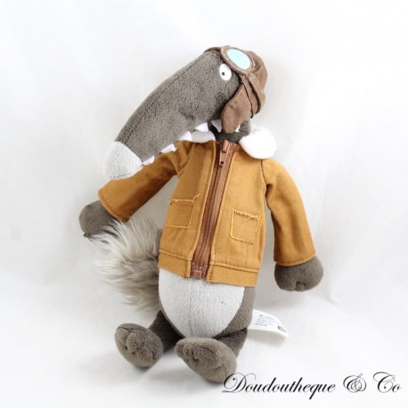 Peluche le loup AUZOU Loup déguisé aviateur Peluche le loup AUZOU Loup déguisé aviateur