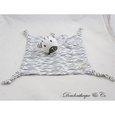 Coperta piatta zebra ORCHESTRA nero bianco verde righe tessuti angoli annodati 26 cm