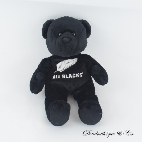 Bär Plüsch ALL BLACKS schwarz und weiß Besticktes Blatt 20 cm Bär Plüsch ALL BLACKS schwarz und weiß Besticktes Blatt 20 cm