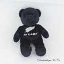Bär Plüsch ALL BLACKS schwarz und weiß Besticktes Blatt 20 cm