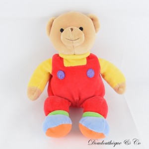 Vintage BABY GUND Bär Plüsch Gelb Rot Belled Overall 25 cm