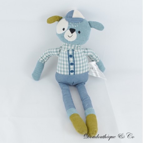 Gustave CADES Bär Plüsch Grau Blau Karohemd 40 cm Gustave CADES Bär Plüsch Grau Blau Karohemd 40 cm