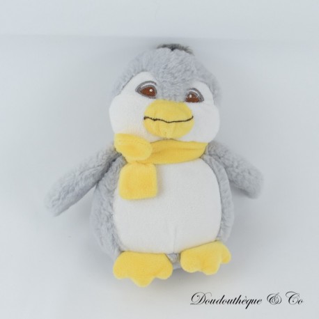Plüschpinguin GMBH grauweißer Schal gelb 18 cm