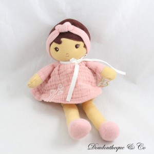 Stoffpuppe Amandine KALOO meine erste Puppe in rosa Leinenkleid Stoff 24 cm