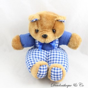 Vintage Plüschbär PAMPERS Braun Blau Karierte Overalls Werbung 18cm