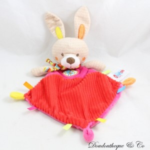 Flaches Kuscheltier Hase OUATOO LOGITOYS rot rosa Henne Küken Diamant 34 cm