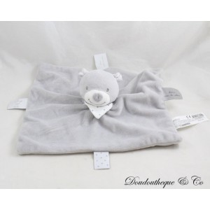 Flaches Bär Kuscheltier BOUT'CHOU gris Bandana Sterne Monoprix Danke für die Umarmungen 25 cm