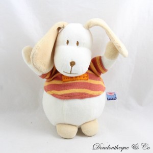 Beige CANDY CANE Hund Plüsch orange gestreift T-Shirt Glockenkugel 18 cm