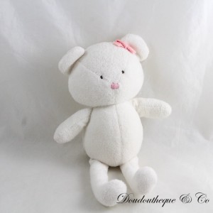 Stoffbär SERGENT MAJOR Weiß Rosa Schleife