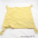 VERTBAUDET quadratisches Pucktuch Kuscheltier senfgelbes Blatt 4 Knoten 30 cm