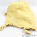 VERTBAUDET quadratisches Pucktuch Kuscheltier senfgelbes Blatt 4 Knoten 30 cm