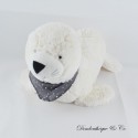 Plüsch-Seelöwe CYRILLUS Seal Grauer Schal mit weißen Tupfen 40 cm